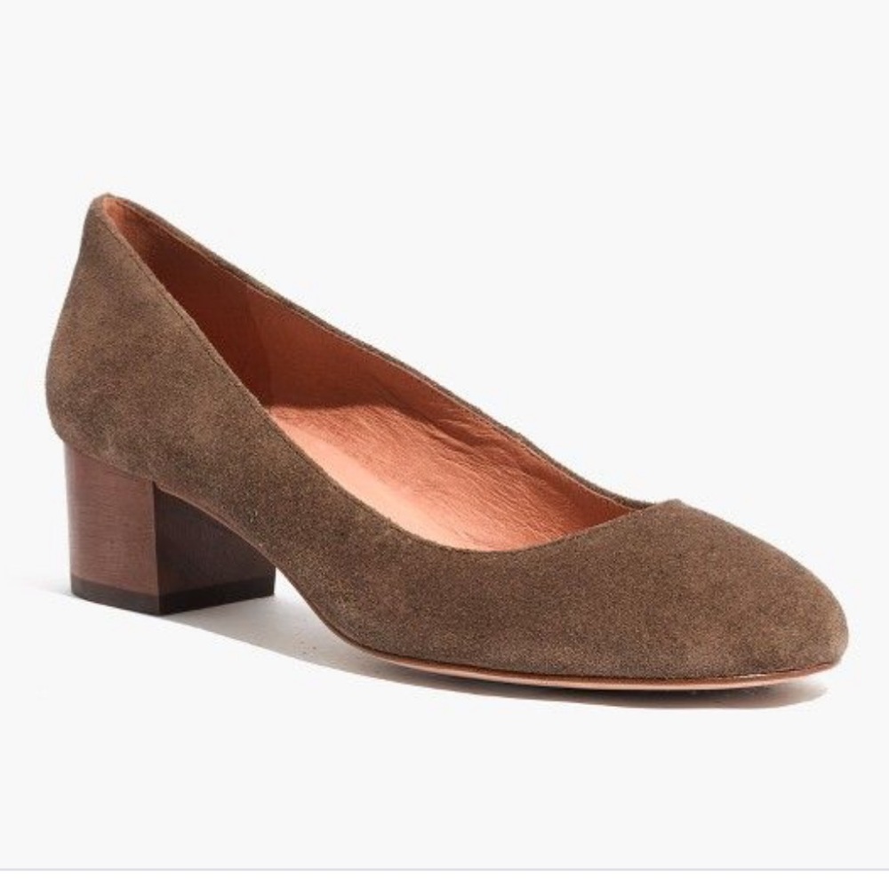 Madewell Ella Pump Block Heels Sage Green/Brown